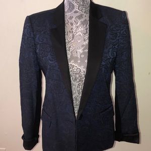 Navy and black paisley suit jacket